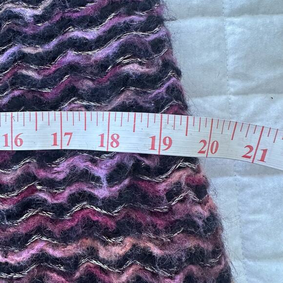 KNITTED KNOTTED Womens Skirt 12 Purple Textured Mohair Wool Fuzzy Preppy Career - Picture 12 of 13